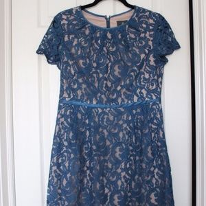 Adrianna Papell Blue Lace Short Dress
